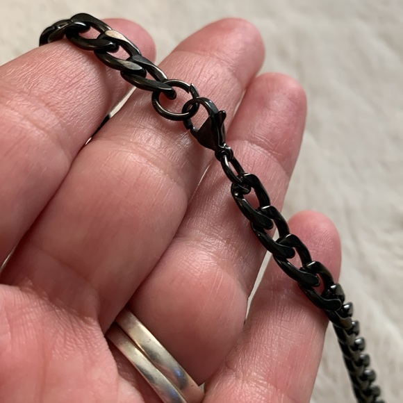 Black Stainless Steel Cuban Chain Necklace - Picture 6 of 9